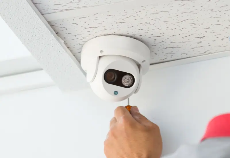 Montage einer Überwachungskamera durch Jansen Elektrotechnik – professionelle Installation von Videoüberwachungssystemen